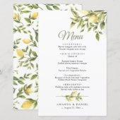 Rustikales Greenery Lemons Wedding Menu (Vorne/Hinten)