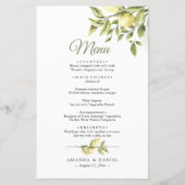 Rustikales Greenery Lemons Wedding Menu (Vorderseite)