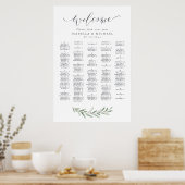 Rustikales Greenery Script Alphabetischer Sitzplan Poster (Küche)