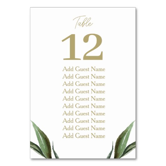 Rustikales Greenery Wedding Tischnummer Seating Ch (Vorderseite)