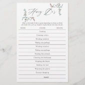 Rustikales Greenery Winter Brautparty Honey-Do Gam (Vorderseite)