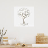 Rustikales Grey Tan Tree Thumbprint Wedding Gästeb Poster (Küche)