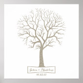 Rustikales Grey Tan Tree Thumbprint Wedding Gästeb Poster (Vorne)