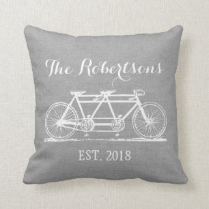Rustikales Grey Vintag Bicycle Wedding Monogram Kissen