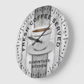 Rustikales Grey Wood Coffee Theme Bauernhof Küche Große Wanduhr (Winkel)