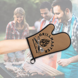 Rustikales GRILLMASTER, kundenspezifisch braun und Ofenhandschuh & Topflappen-Set