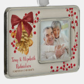 Rustikales Großeltern-Foto Weihnachten Rahmen-Ornament Silber (Rechts)