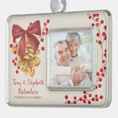 Rustikales Großeltern-Foto Weihnachten Rahmen-Ornament Silber (Links)