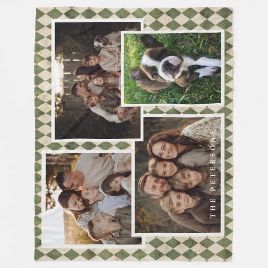 Rustikales Grün 4 Foto Weihnachten Fleecedecke (Vorderseite)