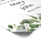 Rustikales Grün Blätter Grünfolienschild Hochzeits Poster (Ecke)