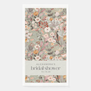 Rustikales, grün florales Boho Brautparty Custom Serviette