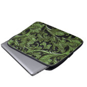 Rustikales grün geprägtes Leder  Laptopschutzhülle (Vorne Knopf)