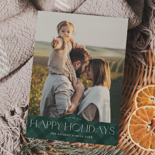 Rustikales Grün Kariert 2 Foto Feiertagskarte