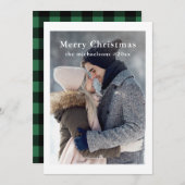 Rustikales Grün Kariert Frohe Weihnachtsfeiertage Feiertagskarte (Vorne/Hinten)