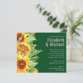 Rustikales Grün mit Sonnenblumen Hochzeitbudget (Stehend Vorderseite)