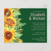 Rustikales Grün mit Sonnenblumen Hochzeitbudget (Vorderseite)