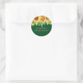 Rustikales Grün mit Sonnenblumen Hochzeitbudget Runder Aufkleber (Tasche)