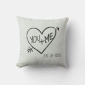 Rustikales Grün Romantik Sie und ich Herz Kissen (Vorderseite)