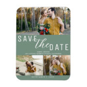 Rustikales Grün Save the Date Hochzeit 3 Fotos Magnet (Vertikal)