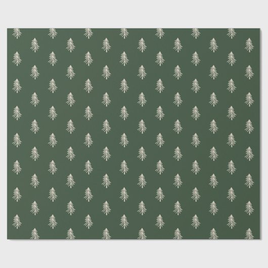 Rustikales Grün und Beige Pinienbäume Weihnachten Geschenkpapier (Flach)