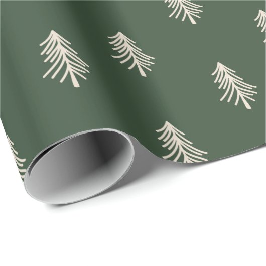 Rustikales Grün und Beige Pinienbäume Weihnachten Geschenkpapier (Rolleneckpunkt)