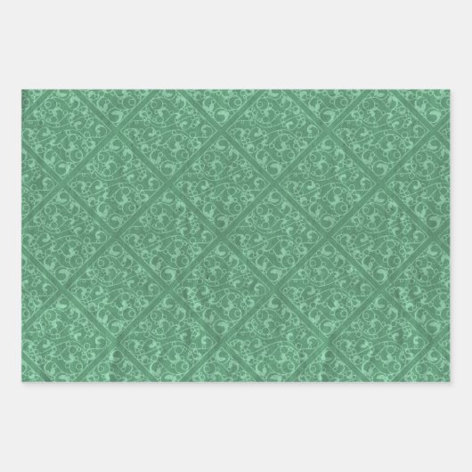 Rustikales Grün und Cranberry Weihnachten Rot Geschenkpapier Set (Vorderseite)