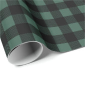 Rustikales Grün und Schwarzes Buffalo Karierte Wei Geschenkpapier (Rolleneckpunkt)