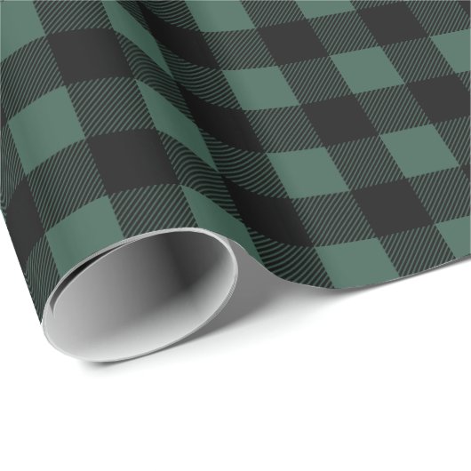 Rustikales Grün und Schwarzes Buffalo Karierte Wei Geschenkpapier (Rolleneckpunkt)