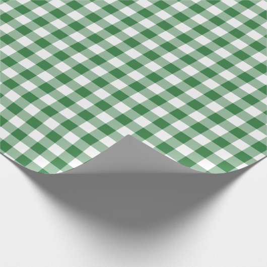 Rustikales Grün- und Weiß-Gingham-Muster Geschenkpapier (Ecke)