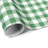 Rustikales Grün- und Weiß-Gingham-Muster Geschenkpapier (Rolleneckpunkt)
