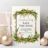 Rustikales Grün Weihnachtsfest Party Save the Date Einladung