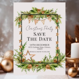 Rustikales Grün Weihnachtsfest Party Save the Date Einladung