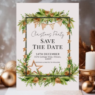 Rustikales Grün Weihnachtsfest Party Save the Date Einladung