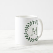 Rustikales Grün winden Monogramm-Land-Hochzeit Kaffeetasse (VorderseiteRechts)