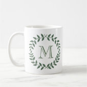 Rustikales Grün winden Monogramm-Land-Hochzeit Kaffeetasse (Links)