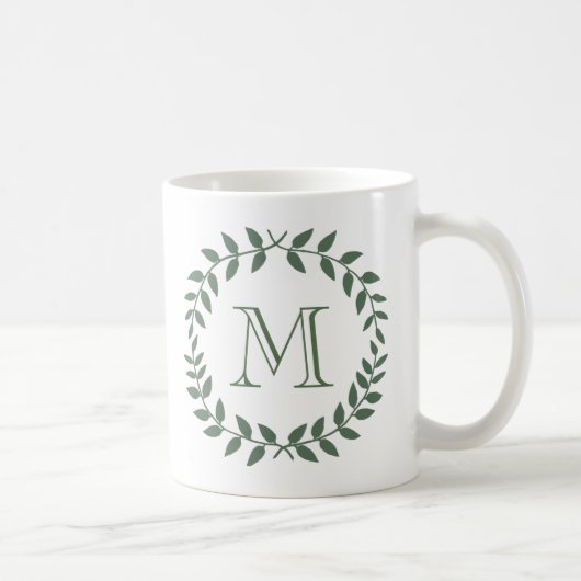 Rustikales Grün winden Monogramm-Land-Hochzeit Kaffeetasse (Rechts)