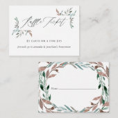 Rustikales Grün Winter Brautparty Raffle Ticket Begleitkarte (Vorne/Hinten)