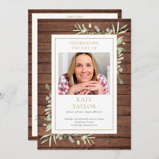 Rustikales Grünbeerdigungsprogramm Programm (Vorne/Hinten)