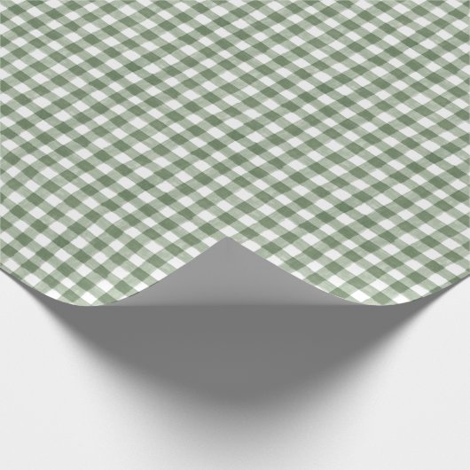 Rustikales Grünbuch Gingham Holiday Wrapping Geschenkpapier (Ecke)