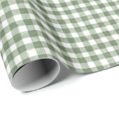 Rustikales Grünbuch Gingham Holiday Wrapping Geschenkpapier (Rolleneckpunkt)