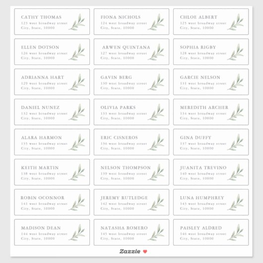 Rustikales Grüne Hochzeitsgast-Label Aufkleber (Blatt)