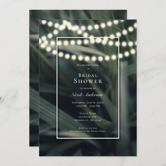 Rustikales Grüner Frühling Gras & Lights Süß 16 Einladung (Vorne/Hinten)