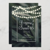 Rustikales Grüner Frühling Gras & Lights Süß 16 Einladung (Vorne/Hinten)