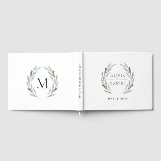 Rustikales Grüner Kranz Einfache Hochzeit Gästebuch (Voll)