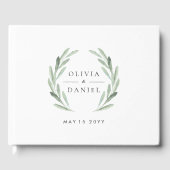 Rustikales Grüner Kranz Einfache Hochzeit Gästebuch (Vorderseite)