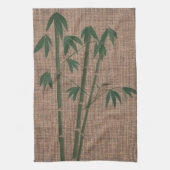 Rustikales grünes Bambus Pflanze Leinwand Textur Geschirrtuch (Vertikal)