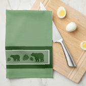 Rustikales grünes Bär pinecone Geschirrtuch (Viertel Falte)