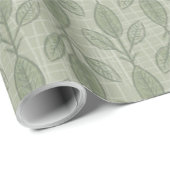 Rustikales grünes Botanisches Weihnachtsfest Geschenkpapier (Rolleneckpunkt)