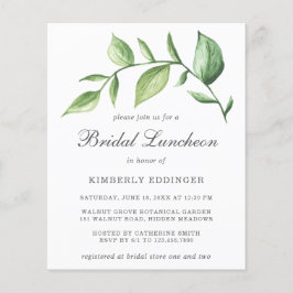 Rustikales Grünes Budget Bridal Luncheon Einladung