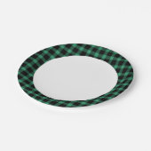 Rustikales grünes Buffalo Kariert Pappteller (Schrägansicht)